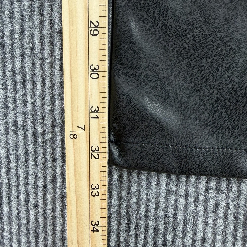 Bebe x Ciara Vegan‎ Leather Wide Leg Jeans High Waist Moto Women 32 - Picture 9 of 12